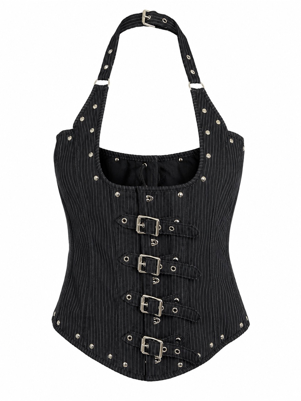 Top Drawer Women’s Pinstripe Buckle Corset Top   Size: XXL